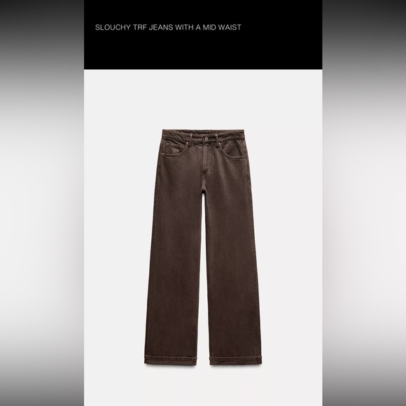 ZARA Slouchy Brown Jeans Mid rise - Picture 1 of 1